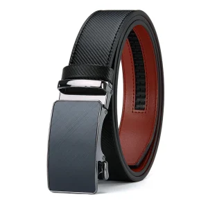 Cinto de Couro Masculino com Fivela Automática de Luxo