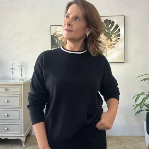 Tricot Sandra Básico Detalhe na Gola - Preto