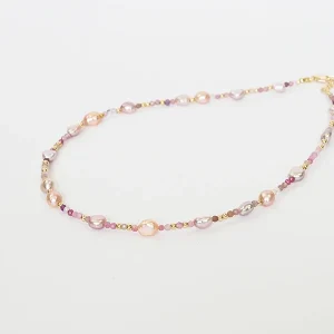 Choker perolas rosa lilás